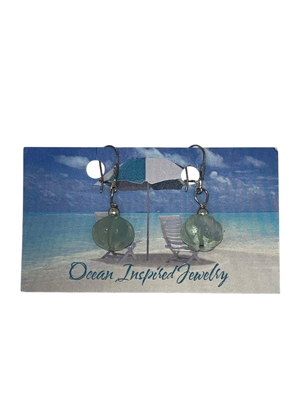 Sea Glass Sea Foam Green Drop Earrings